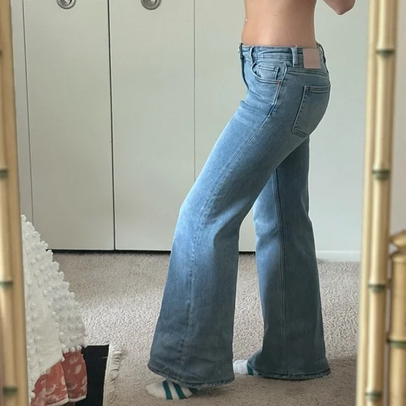 Free People Light Blue Flare Jeans Low Rise